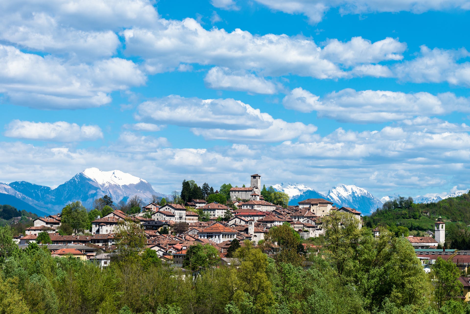 The walled town of Feltre, Belluno in Veneto