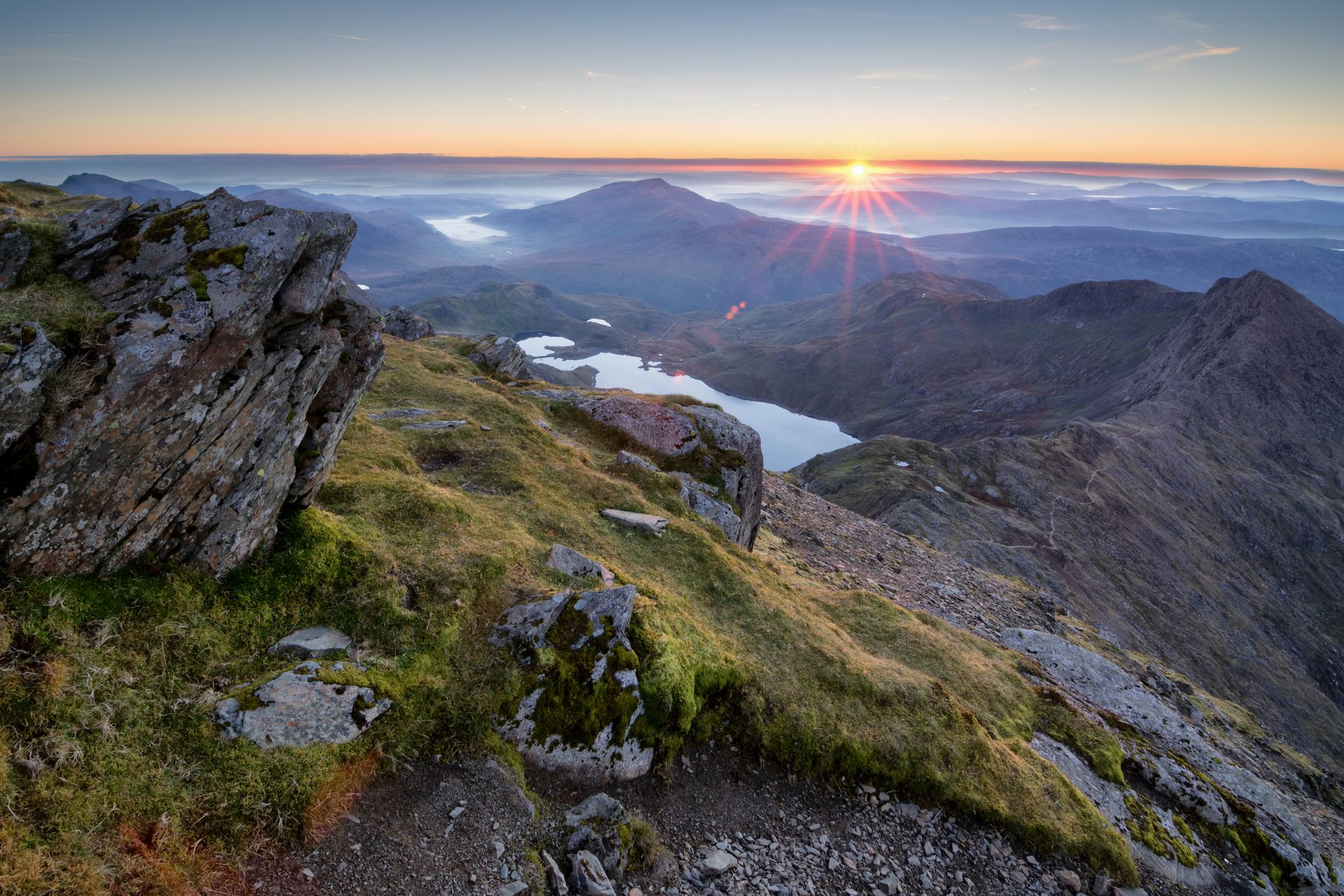 The Snowdon Horseshoe, view of the mountain at sunrise.