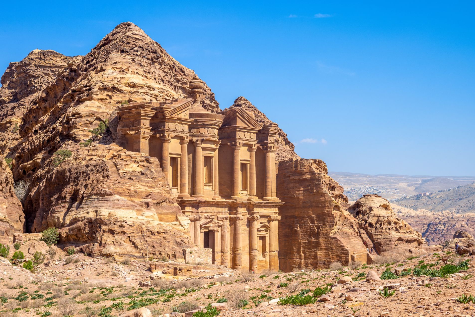 The stunning Ad-Deir, also known as The Monastery, in the city of Petra in Jordan.