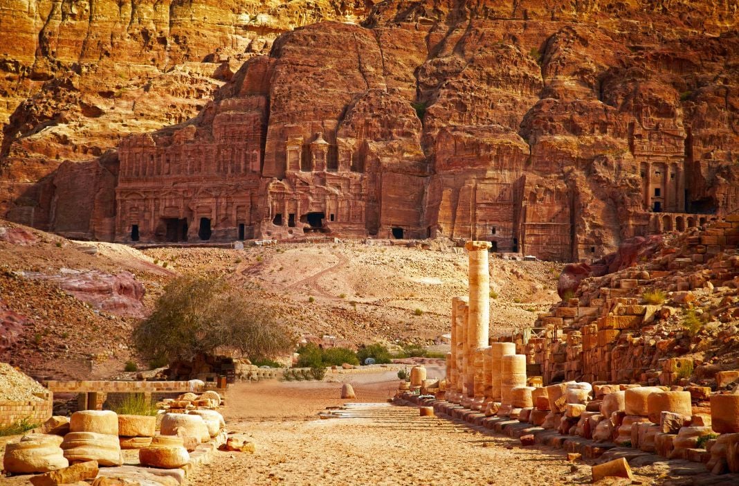 The city of Petra, with the famous Treasury 'Al-Khazneh' in the background.