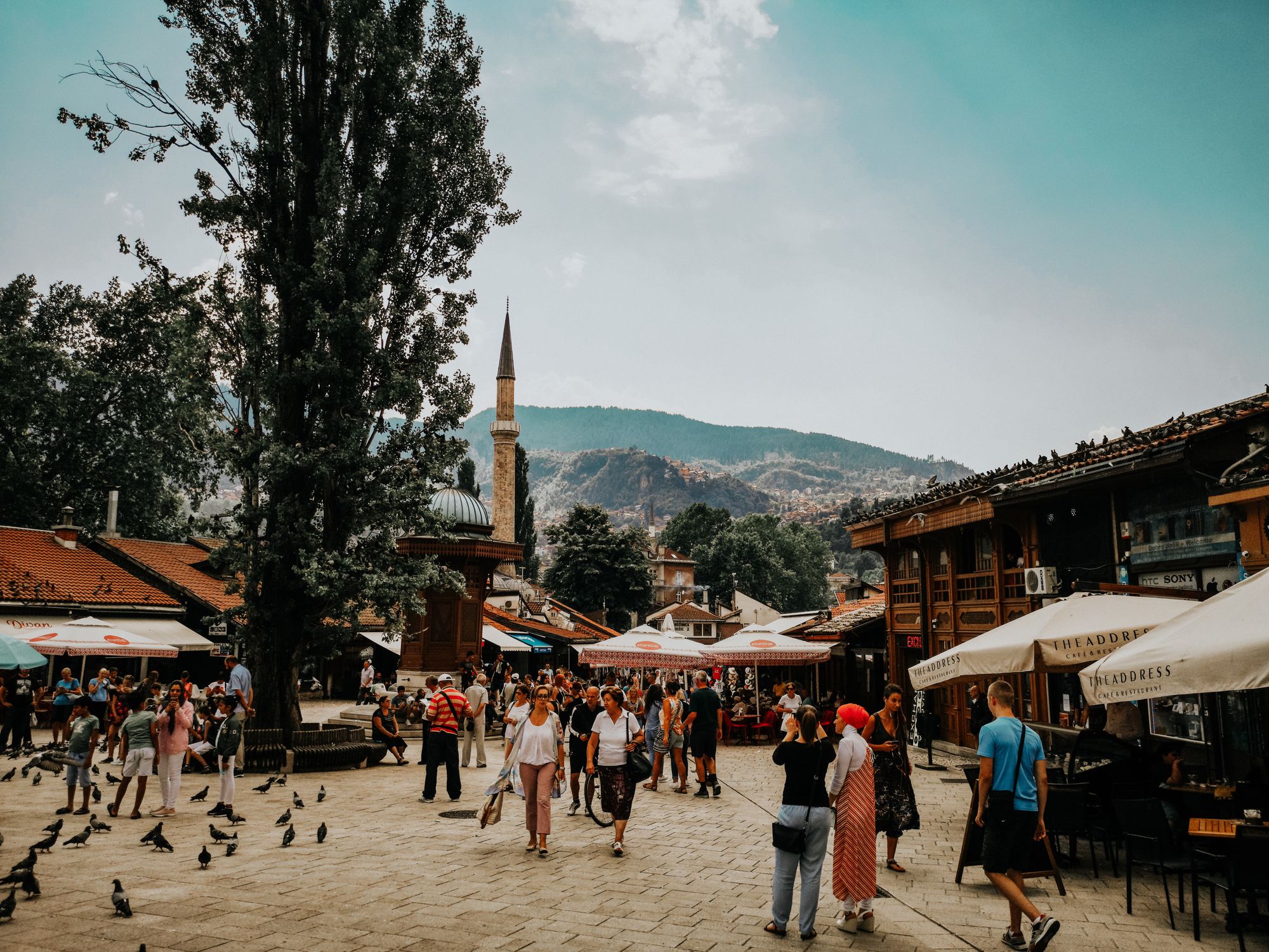 A photograph of Sarajevo city centre, the capital of Bosnia.