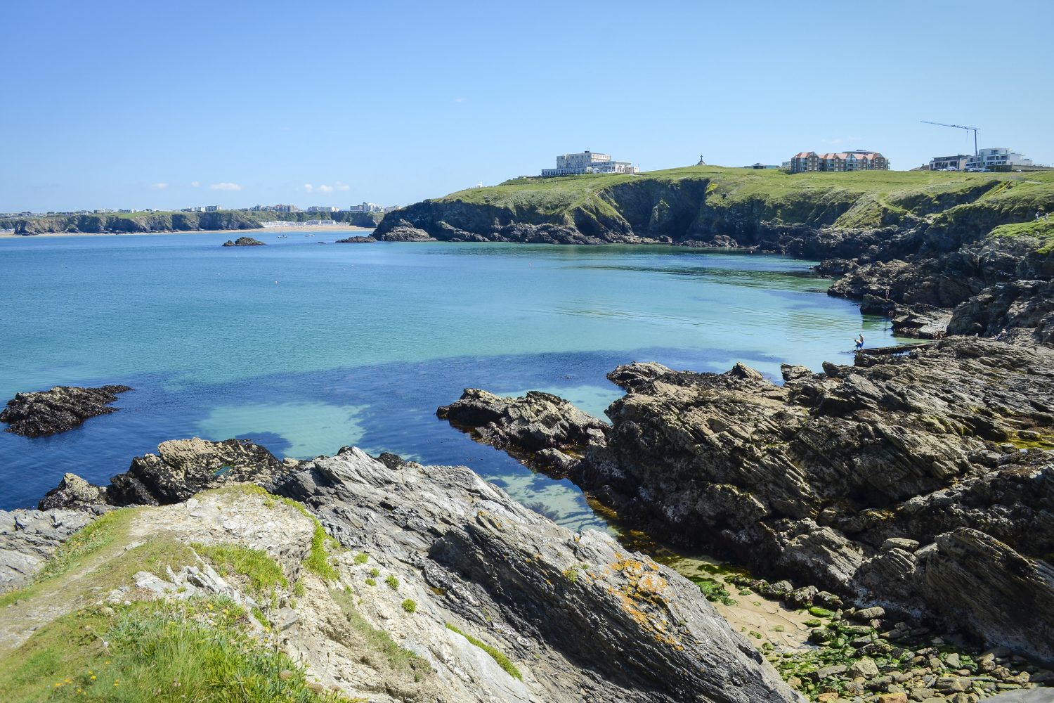 The start of a coasteering route near sunny Newquay