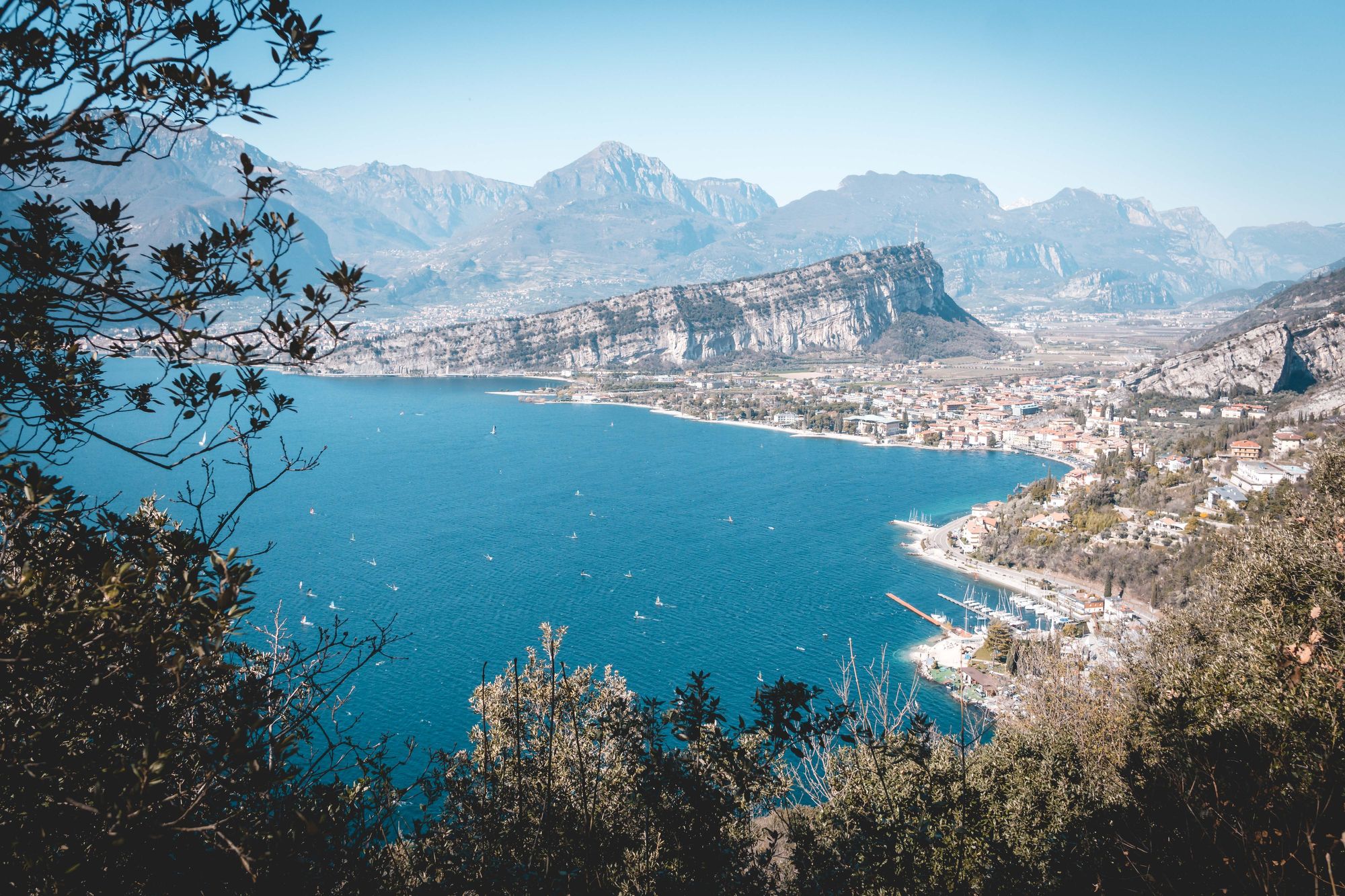 A view of Torbole from Monte Baldo, on the banks of Lake Garda.