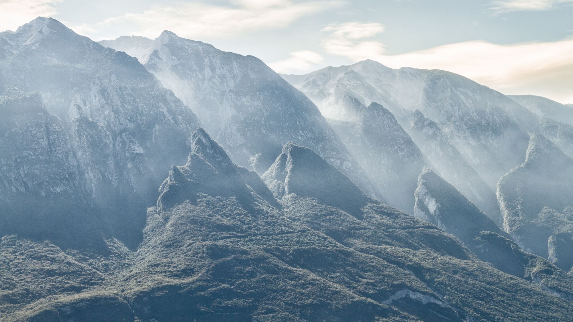 Foggy hills around Lake Garda.