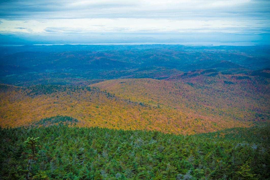 The view from Camel Hump mountain, a notable point on the Long Trail in Vermont. Photo: Getty