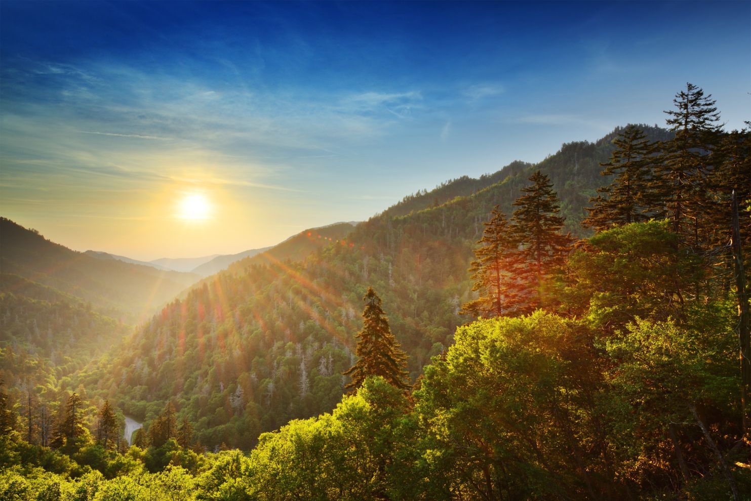 A beautiful view over the New Found Gap in the Great Smoky Mountains. Photo: Getty