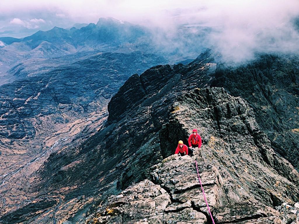 Two climbers in the Cuillin Mountains on the Isle of Skye