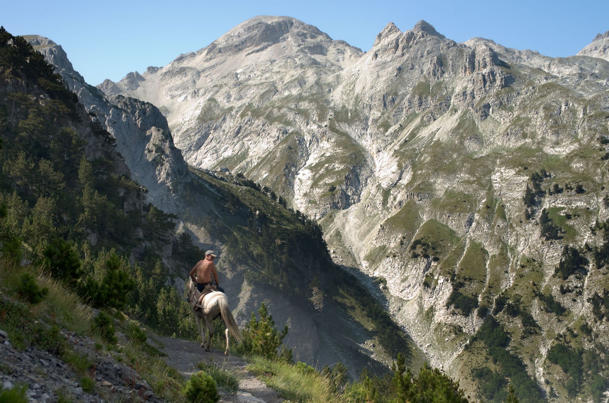 A horse rider in the Accursed Mountains of Albania.