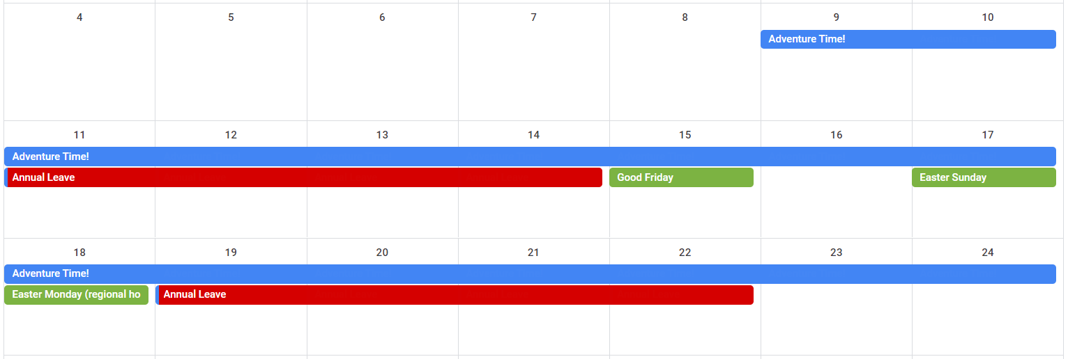 Annual Leave Hack 2022 April
