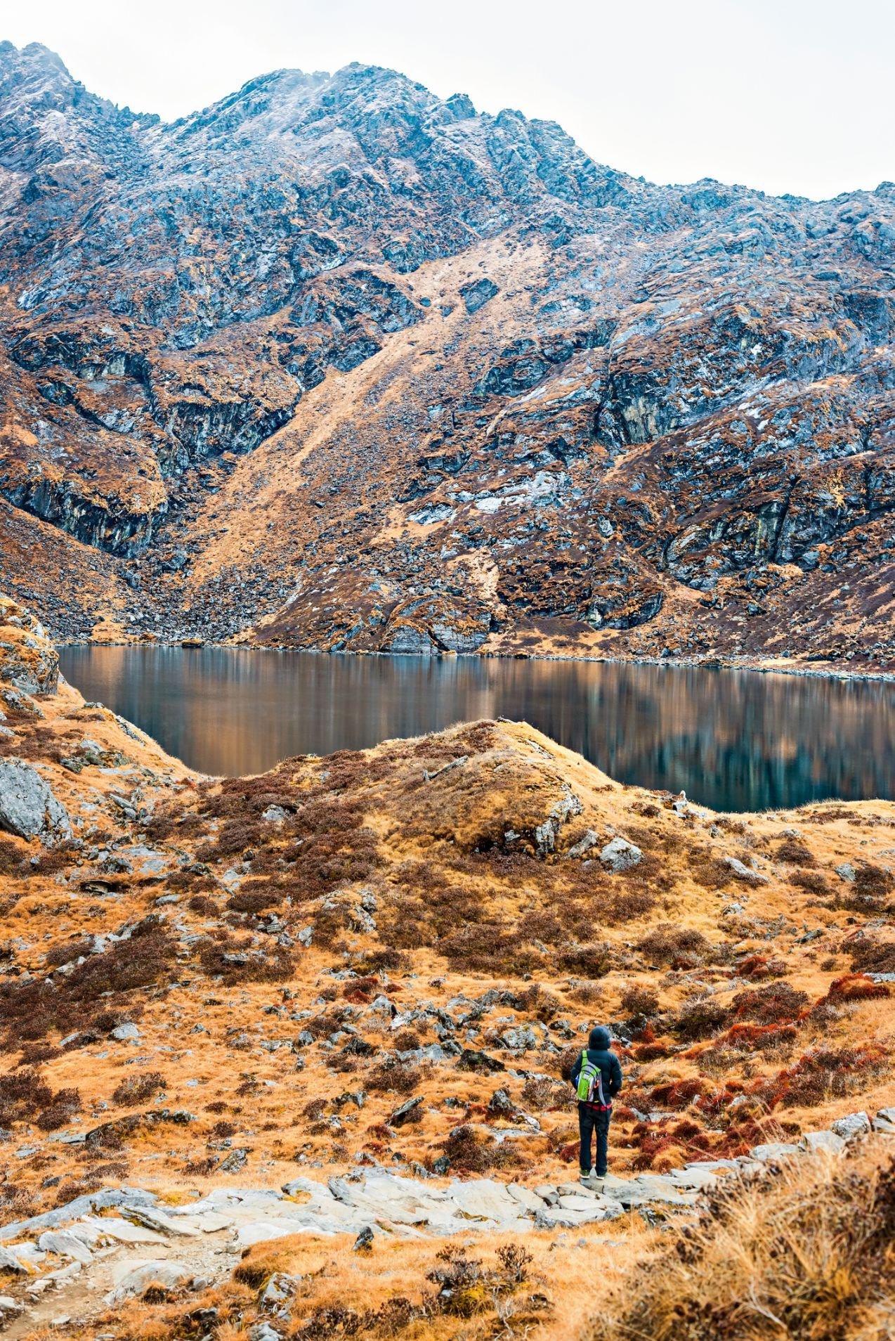 The view at the one of sacred group of five Hindu holy lakes located at 13,500 ft. in Panch Pokhari in the Sindhupalchowk District. 