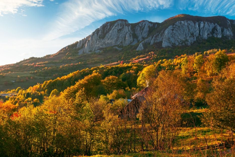 A rocky outcrop in the Apuseni Mountains, in autumn