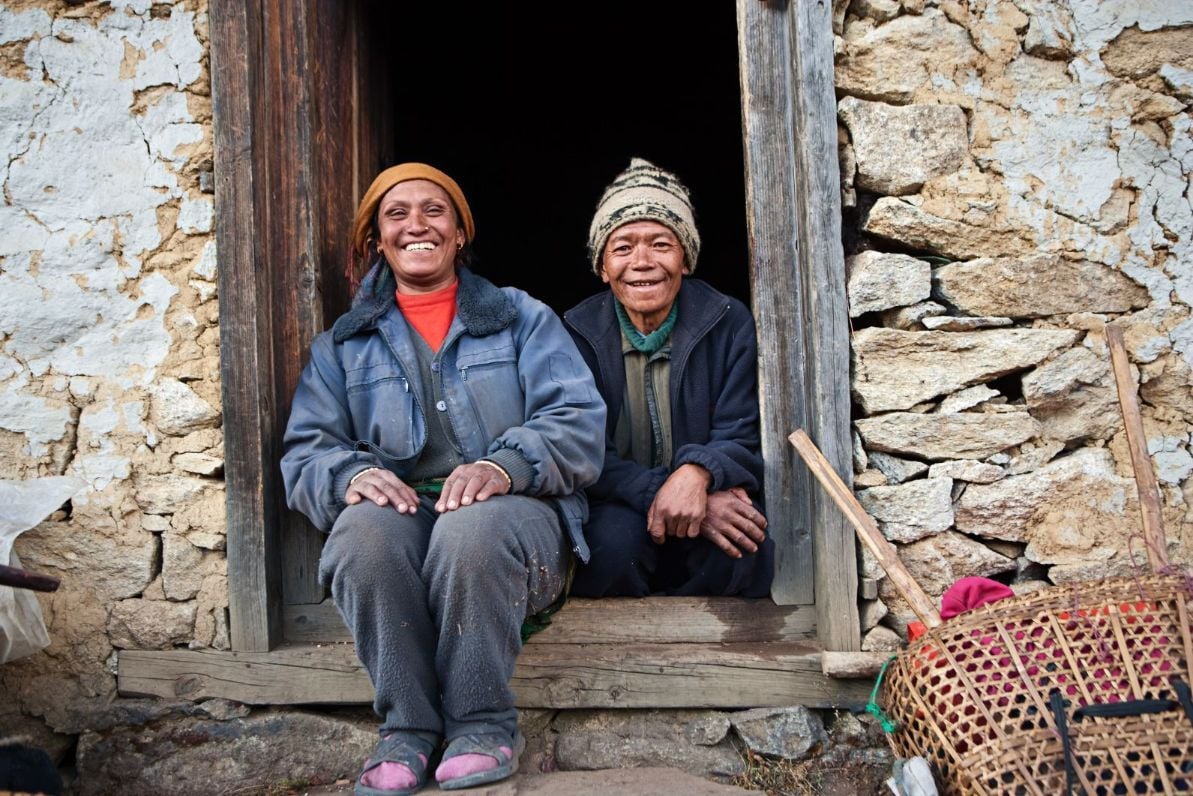 A Nepali couple in Mount Everest National Park, the highest national park in the world, located entirely above 3,000m