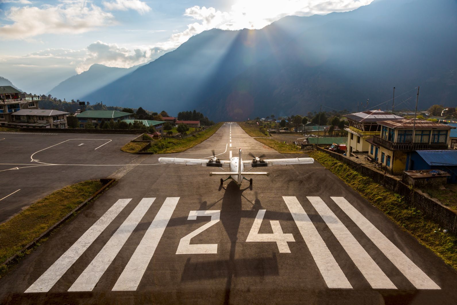 The remarkable Tenzing-Hillary Airport in Lukla in Nepal. Now that's a view... Photo: Getty