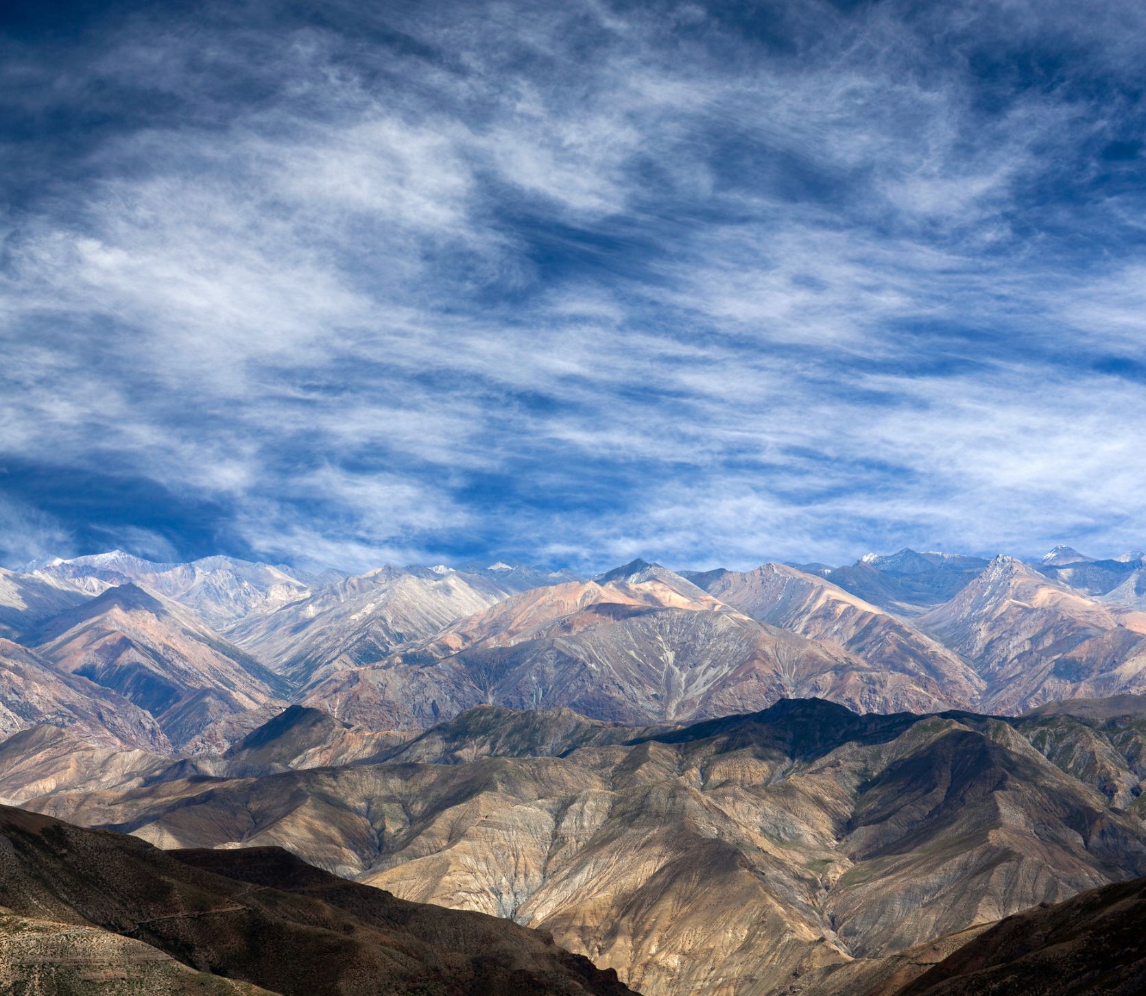 The View from Shey La Pass in Upper Dolpo, over the Shey Phoksundo National Park. 