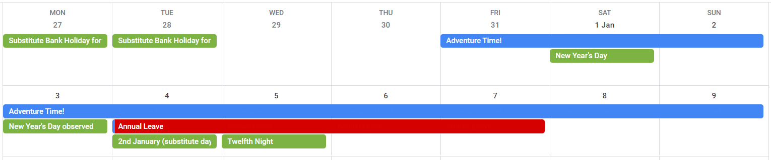 Annual Leave Hack 2022 January