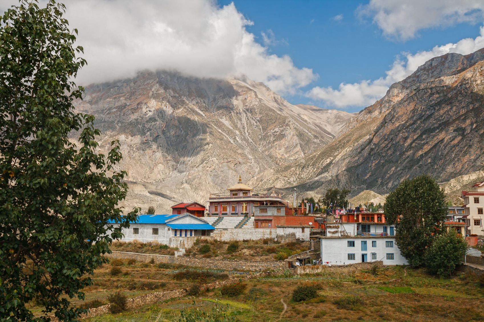 Ranipauwa Village and the Tsechen Kunga Choeling Gompa Temple in Lower Mustang, Nepal.