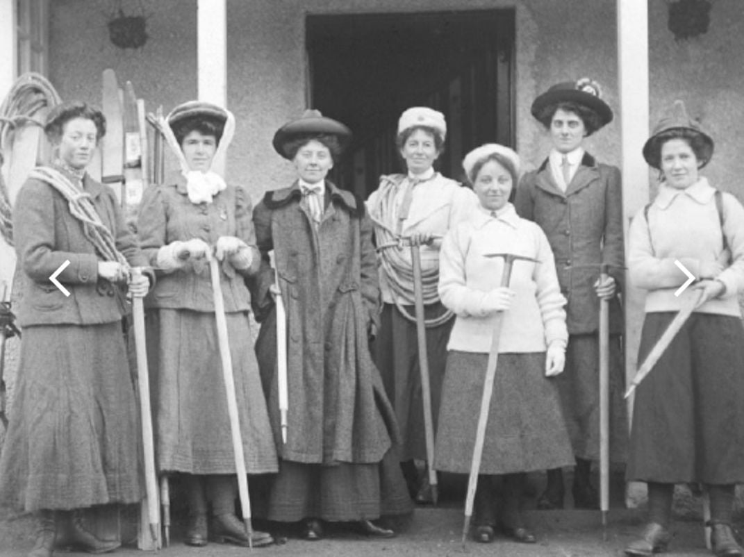 An LSCC meeting at the start of 1909. Founder Lucy Smith is leftmost while Jane Inglis Clark is in the centre of the doorway. Photo: LSCC