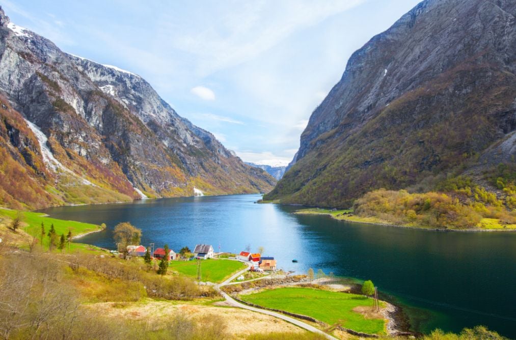 The beautiful Næroyfjord, one of the most narrow and beautiful fjords in Norway.