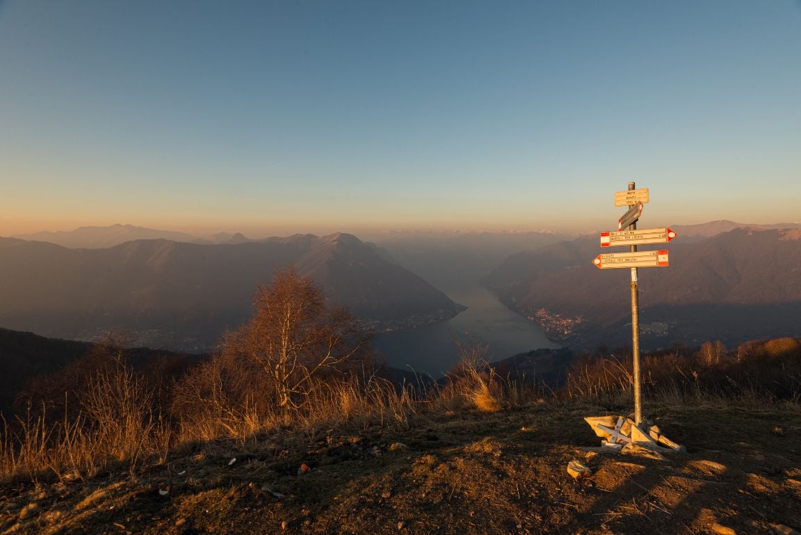 A sign on the top of Monte Boletto, Italy.