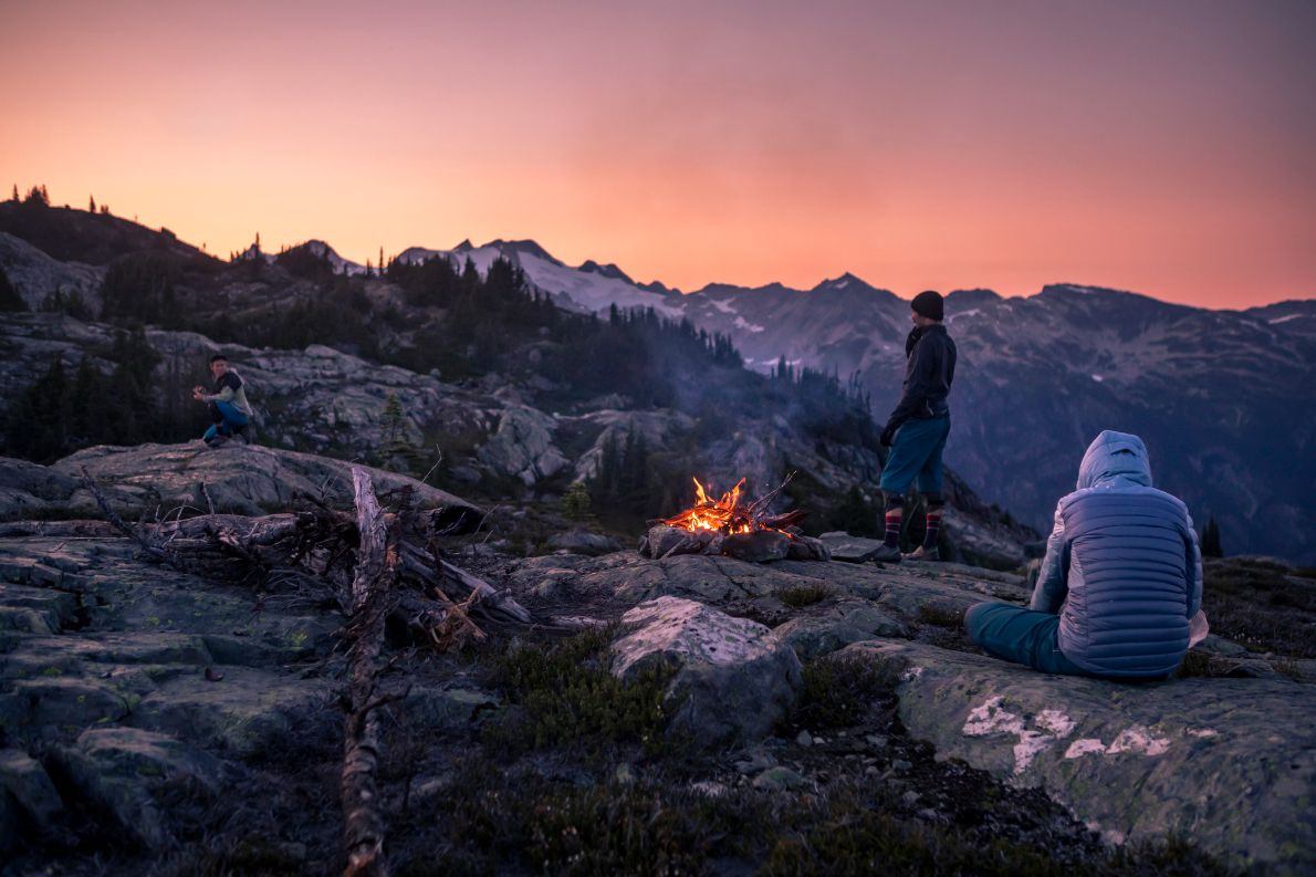 A campfire on a rock in Whistler, Canada