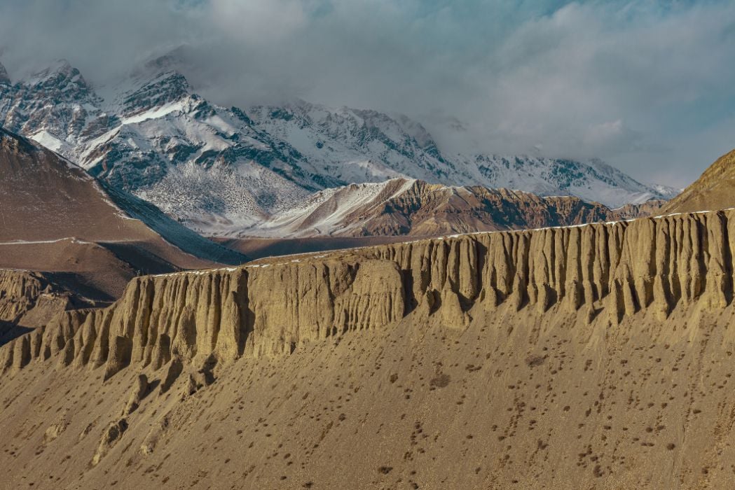 An escarpment in the Upper Mustang region of Nepal