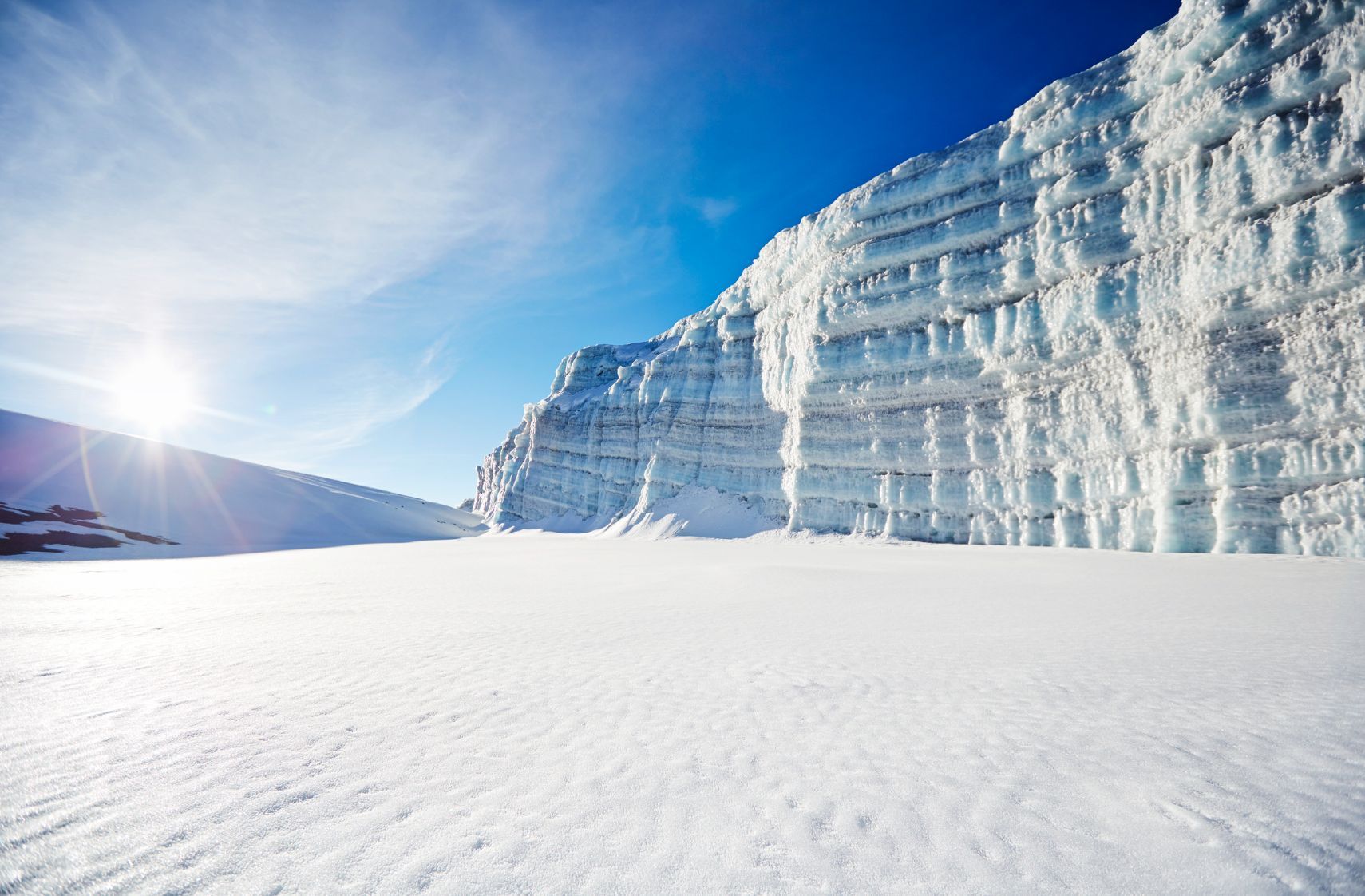 One of the few glaciers remaining close to the summit of Mount Kilimanjaro.