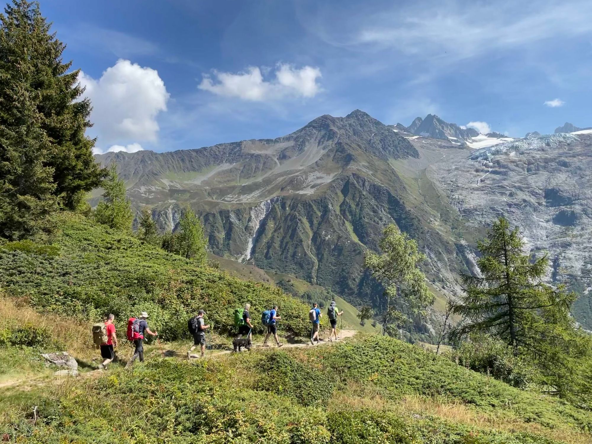 Hikers on the Mont Blanc trail, one of the most iconic trails in the world