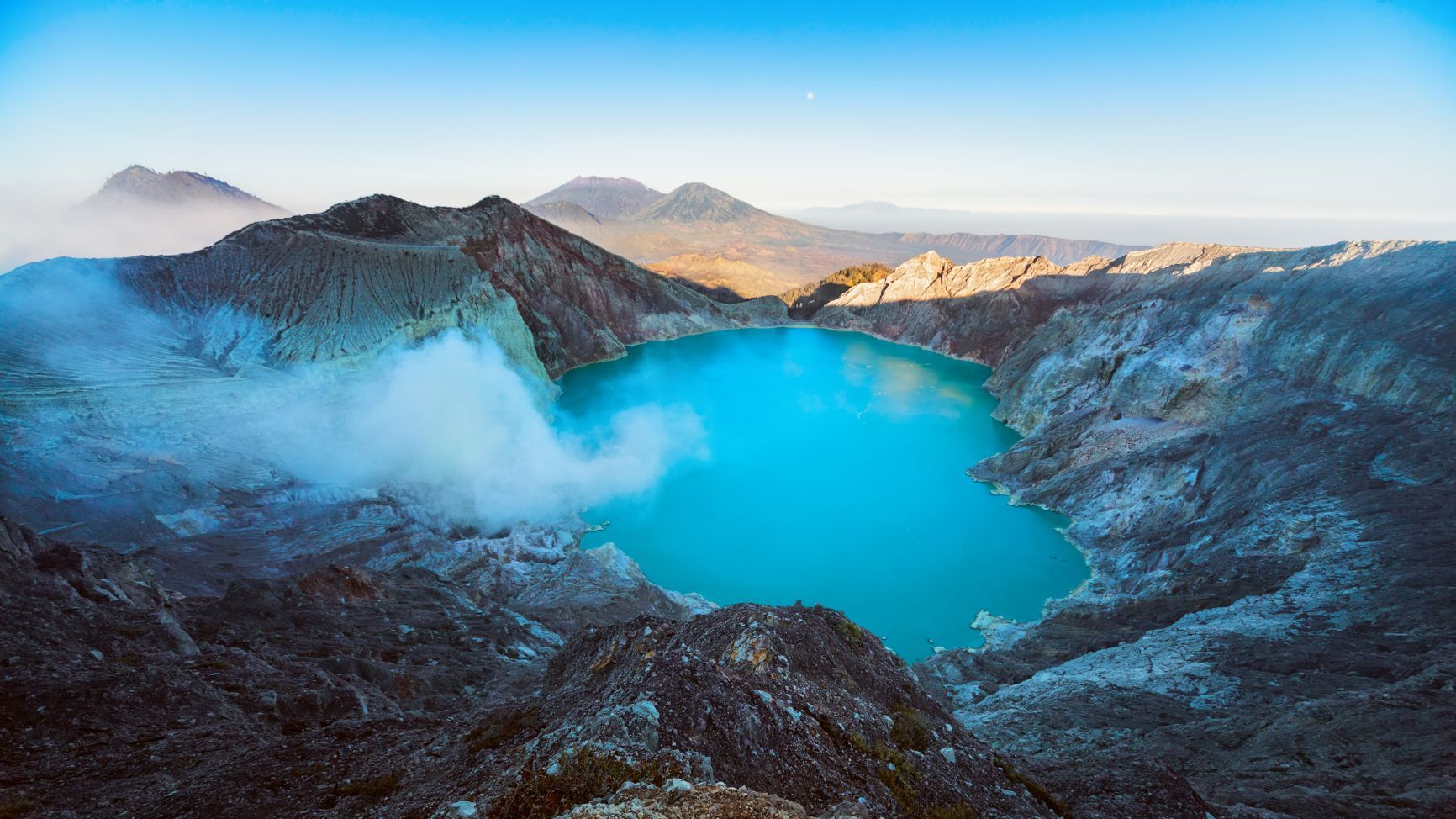 The 2,799m peak of Mount Ljen in East Java, Indonesia