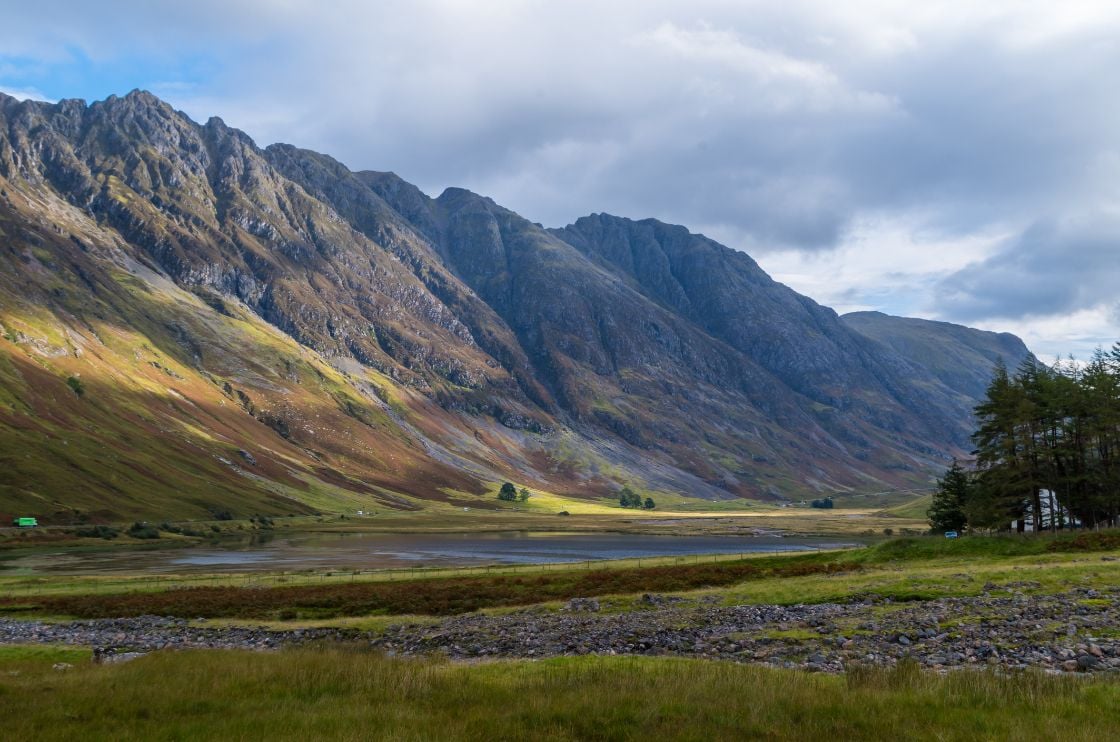 The Aonach Eagach ridge, towering above Glen Coe in the Scottish Highlands