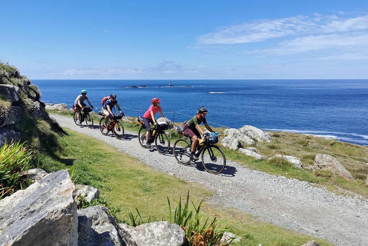 Cyclists along the West Kernow way, in Cornwall