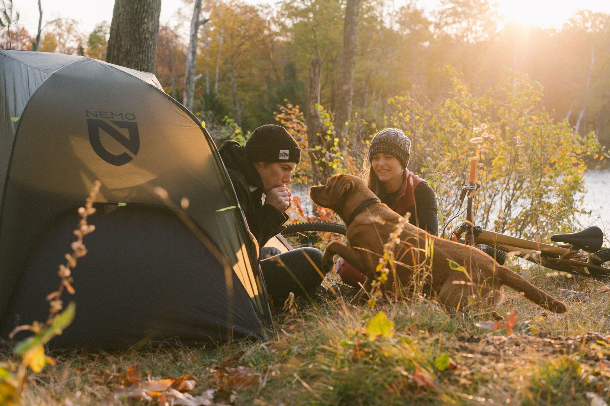 A family camping in the Adirondacks