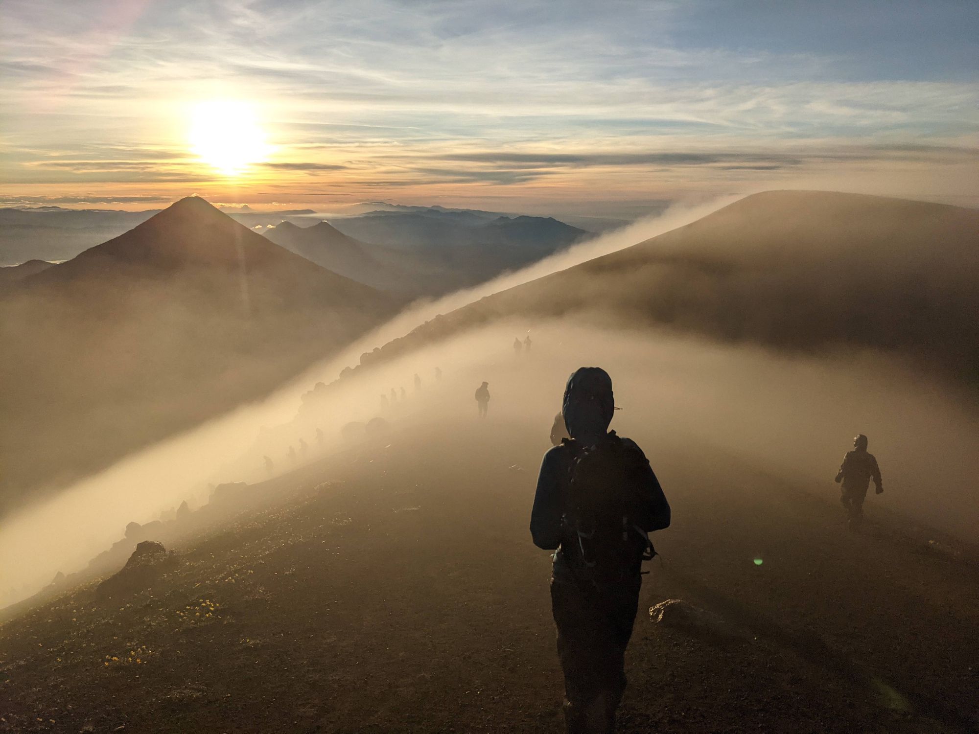 Sunrise on Acatenango (3976m) in Guatemala. Photo: Michael Pollett