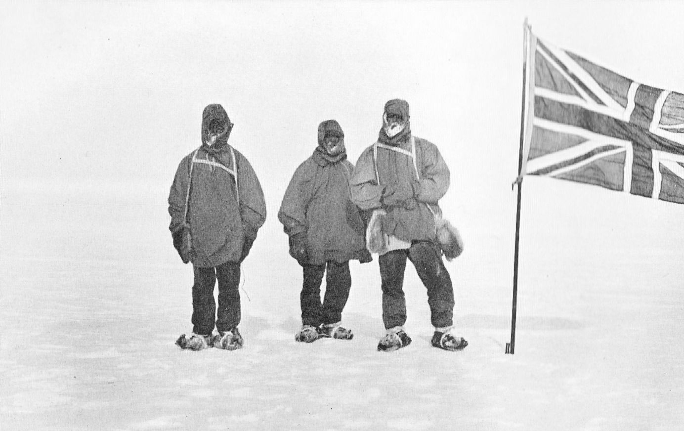 Jameson Adams, Frank Wild and Eric Marshall (from the Shackleton Expedition) plant the Union Jack at their southernmost position, 88° 23', on 9 January 1909.