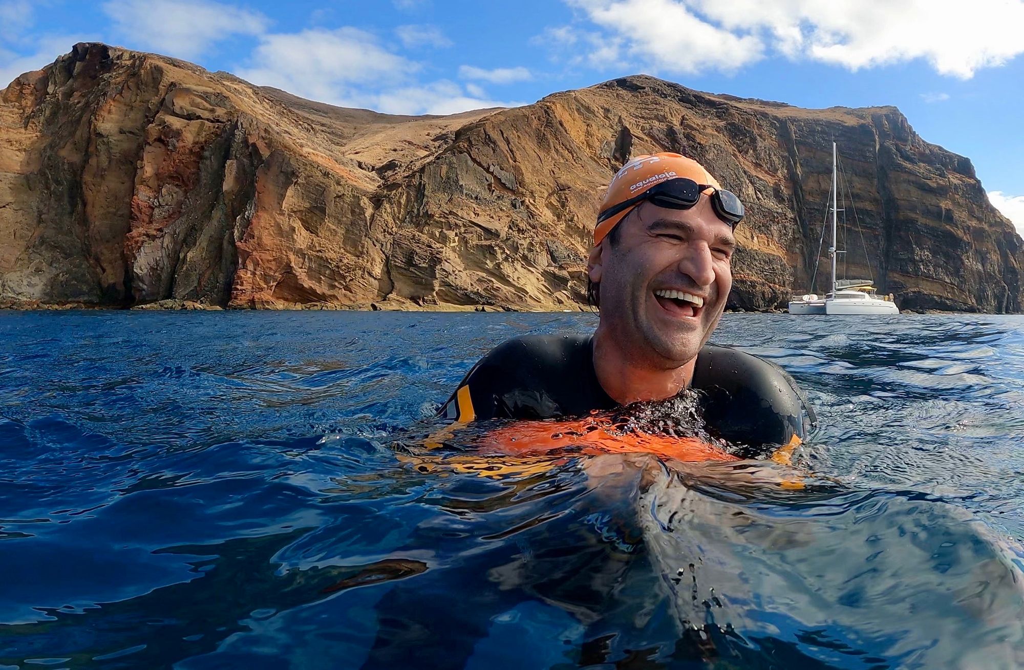 Wild swimming on the Madeira coastline.