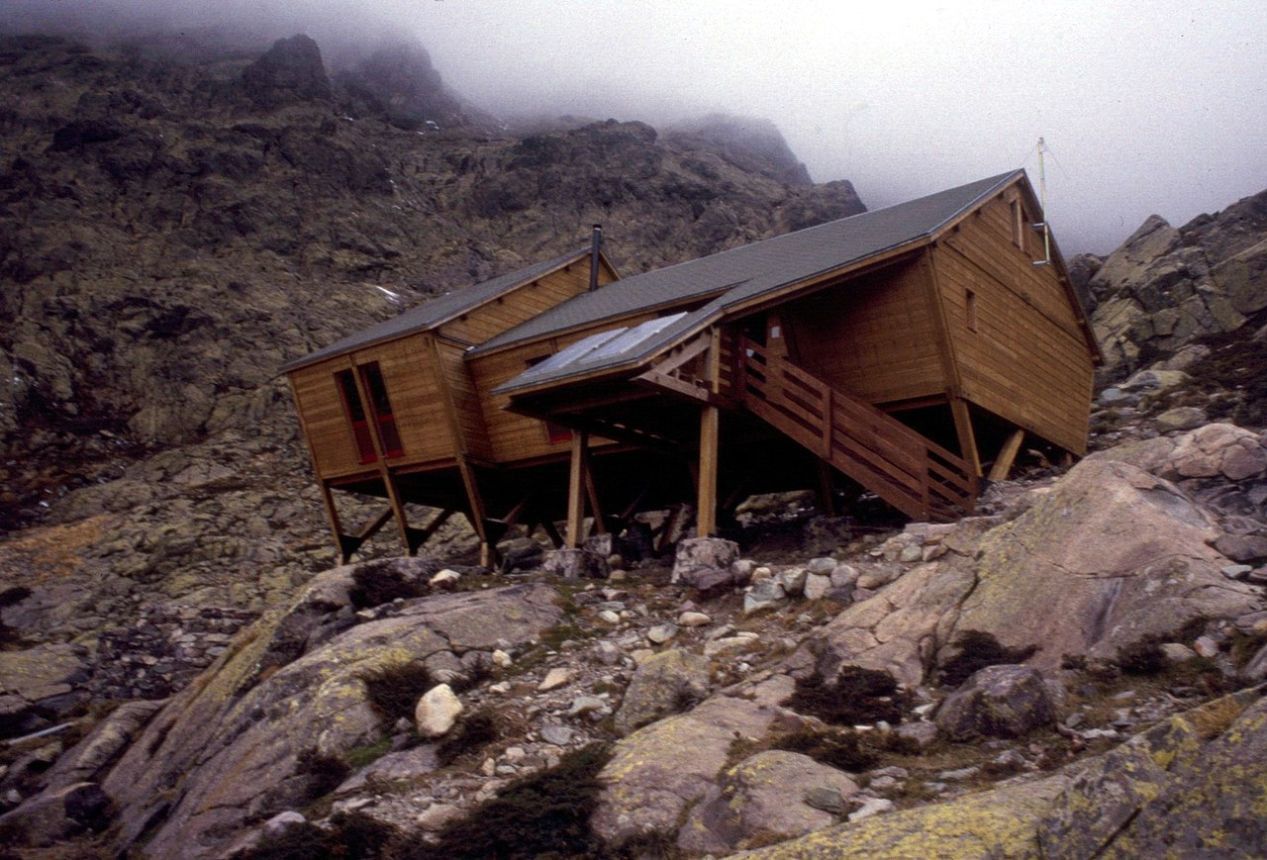 Refuge Tighjettu, perched on a Corsican mountain side on stage four of the GR20