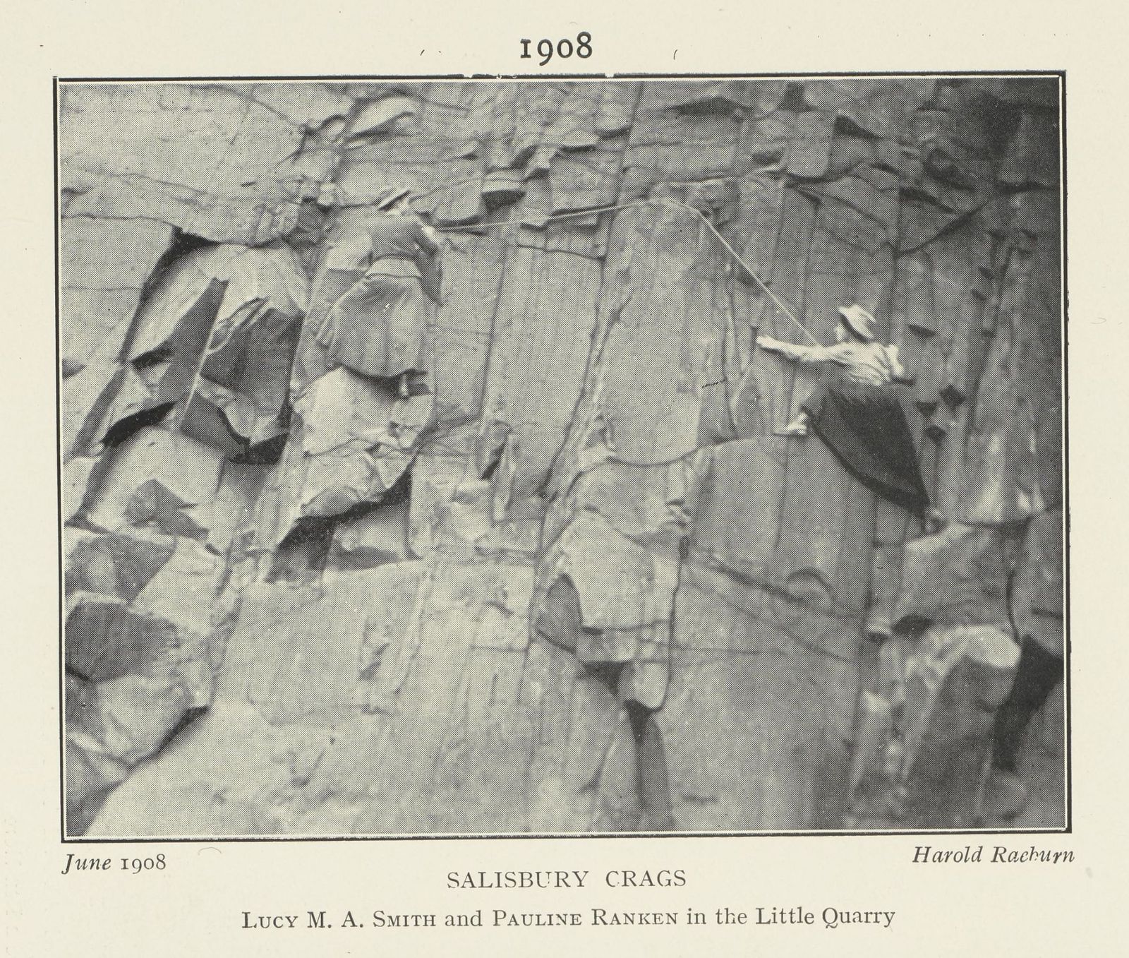 Petticoats and Pinnacles - Scotland's Pioneering Mountain Women: a photo of two women climbing in 1908.