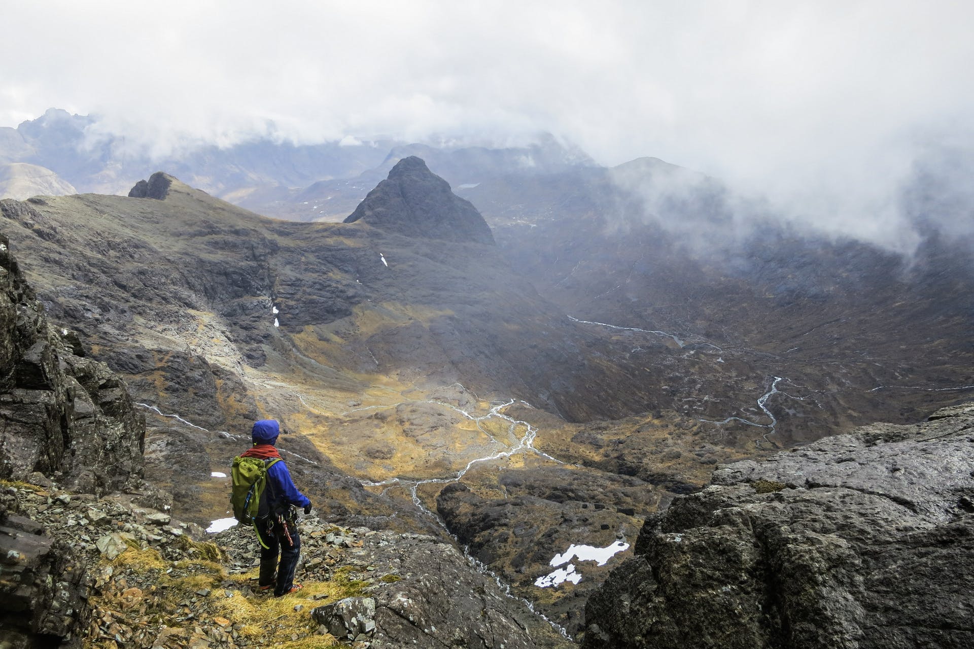 Views across the Cuillin Mountains on the Isle of Skye in Scotland