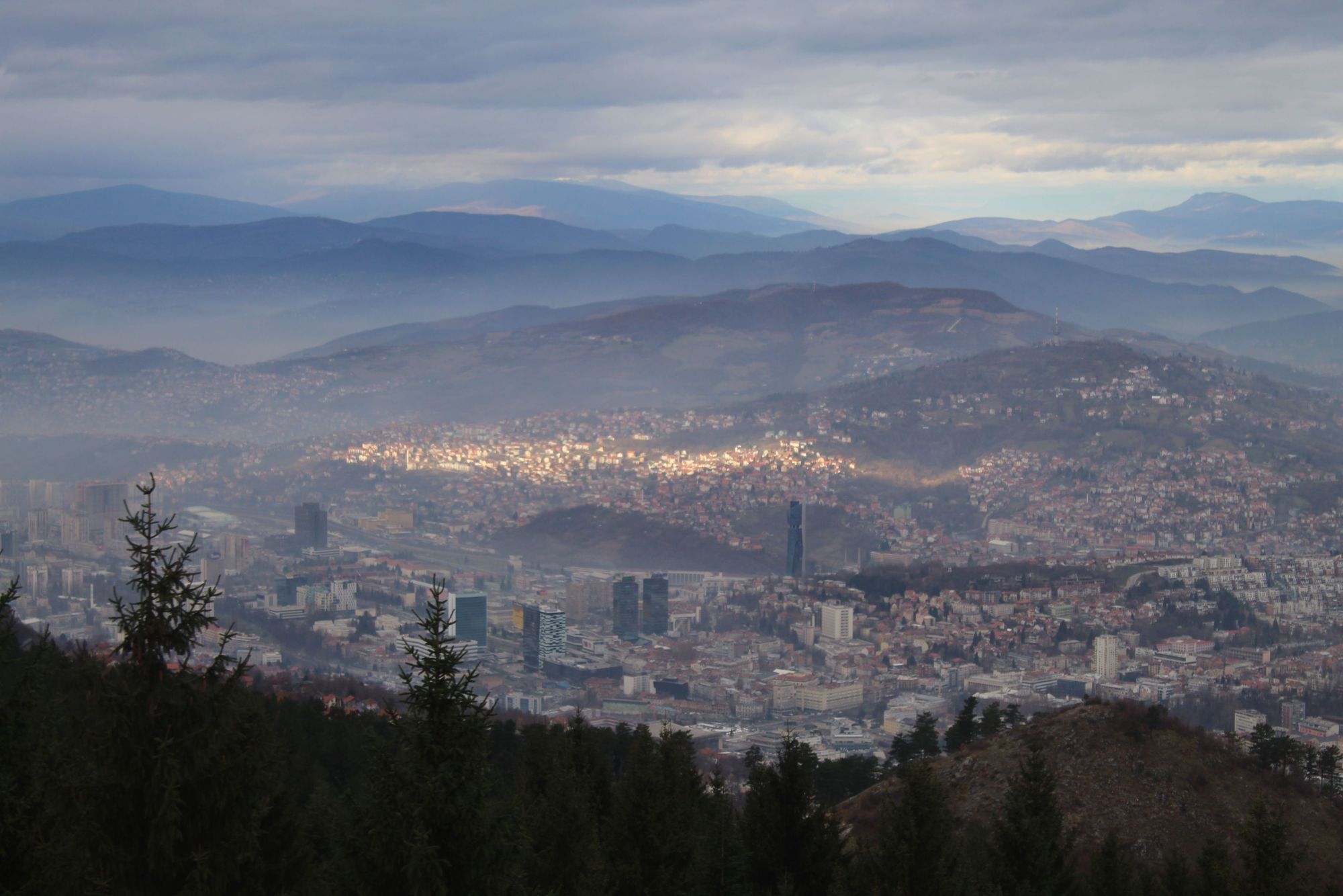 The view back out over Sarajevo from high up on Mount Trebević. 