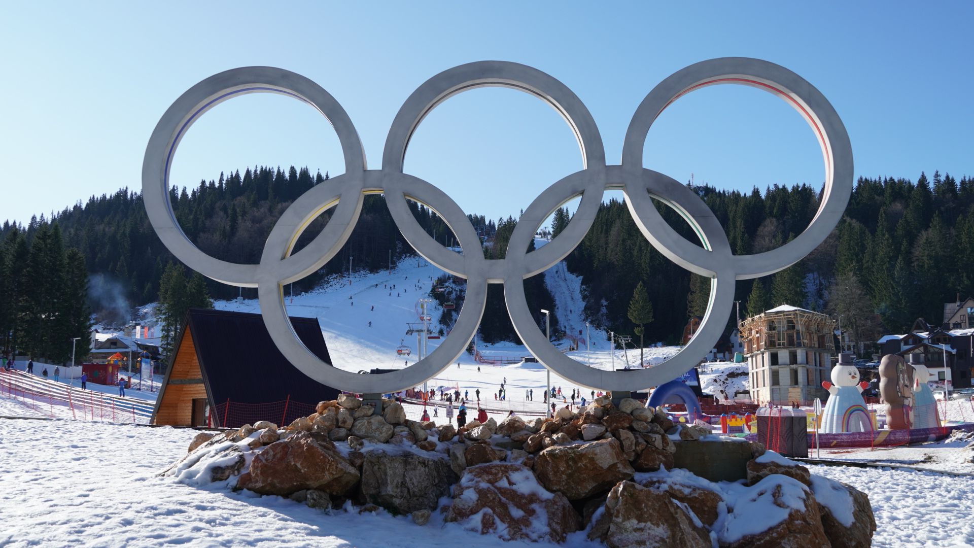 The Olympic rings stand front and centre in Jahorina, a ski resort just outside of Sarajevo. 