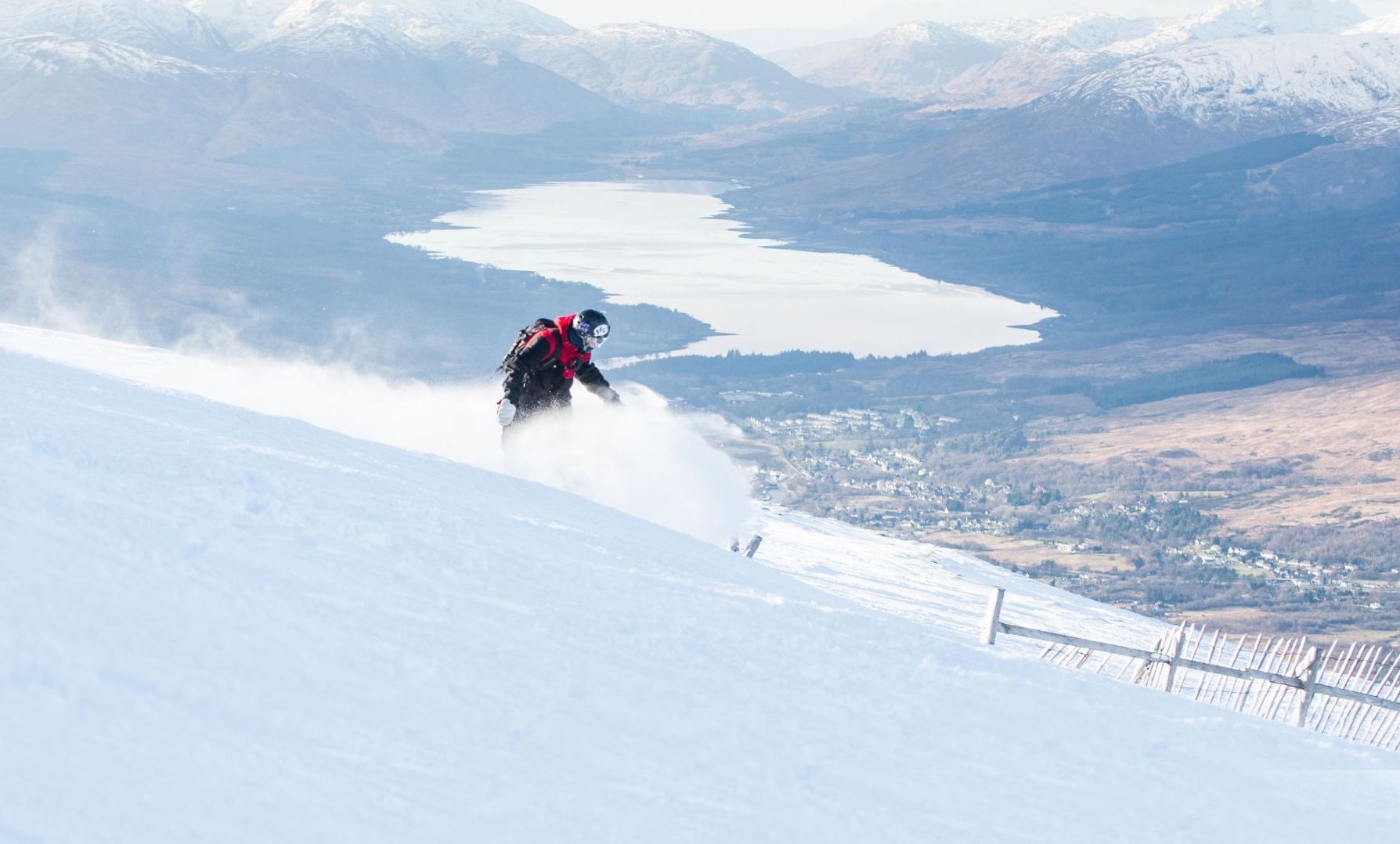 The huge Highland views of a big appeal of the Nevis Range. Photo: Snowsport Scotland