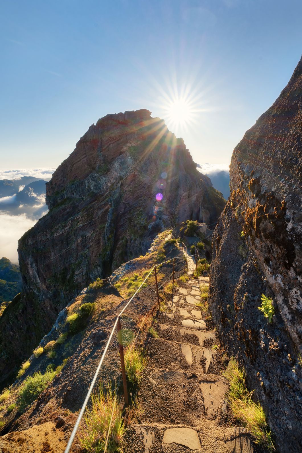 The hiking path up Pico Ruivo in Madeira.