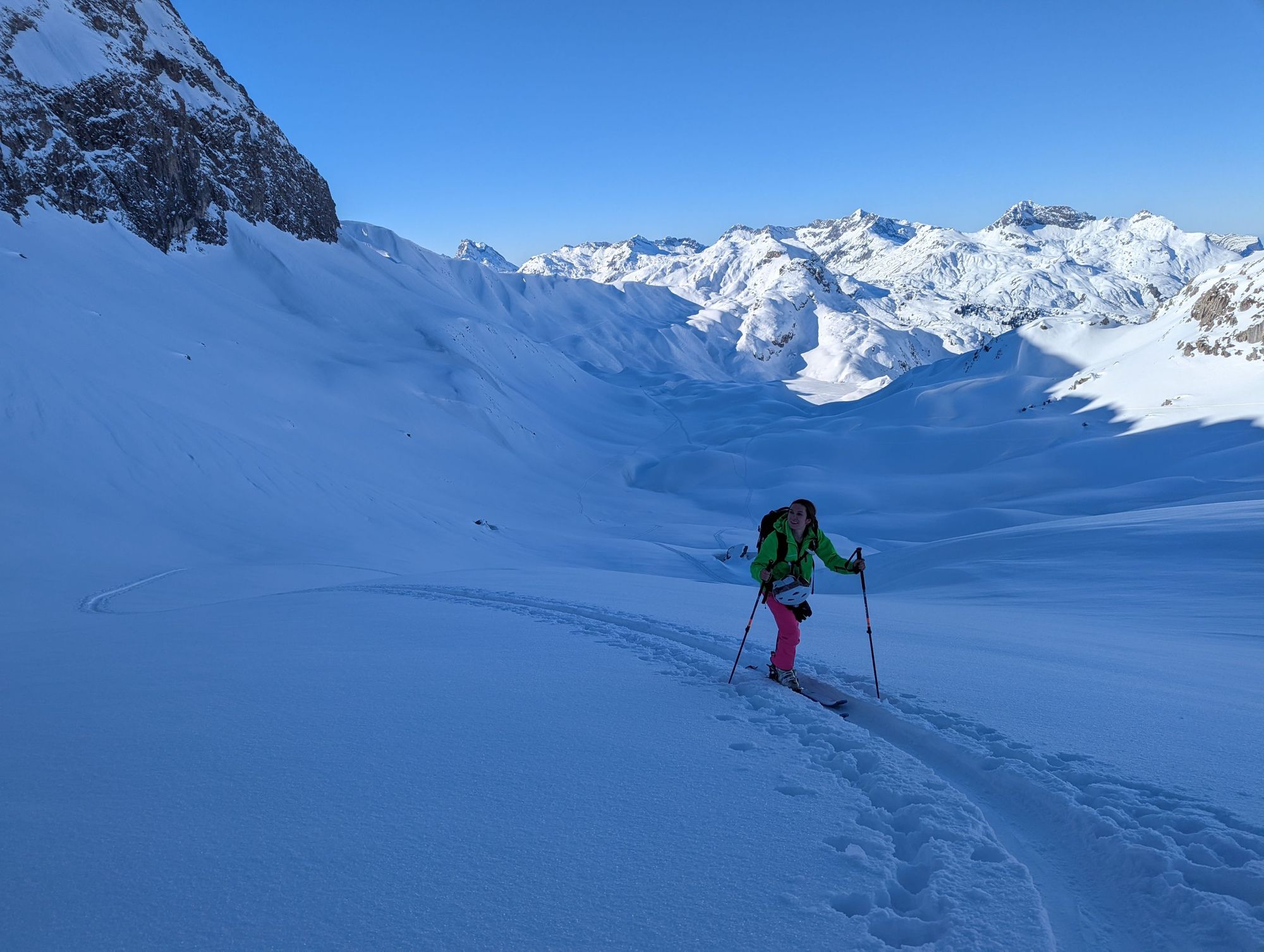 A woman ski touring in Scotland