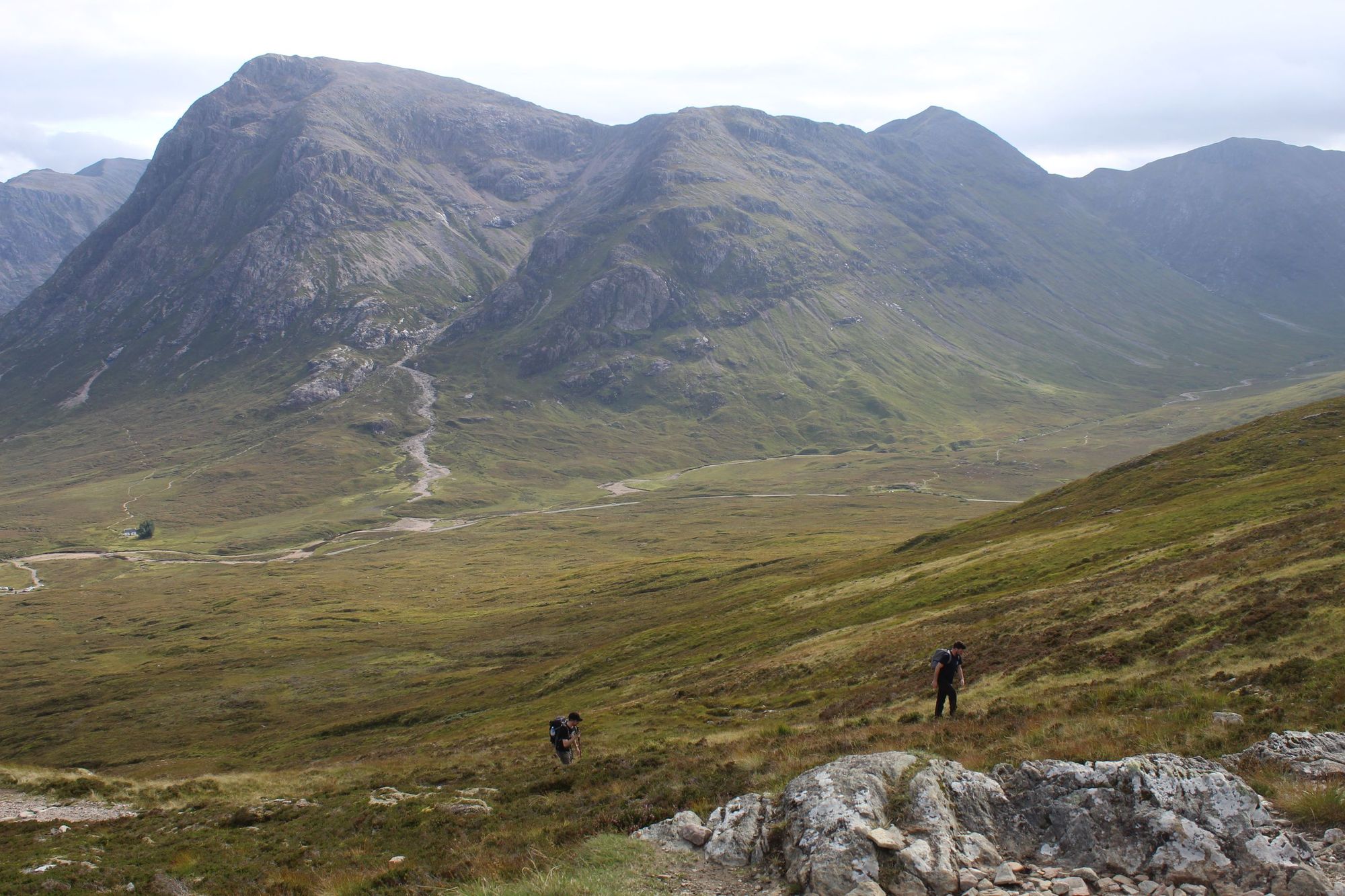 Hiking up the Devil's Staircase on day six of the West Highland Way, with views over Glencoe and Buachaille Etive Mòr