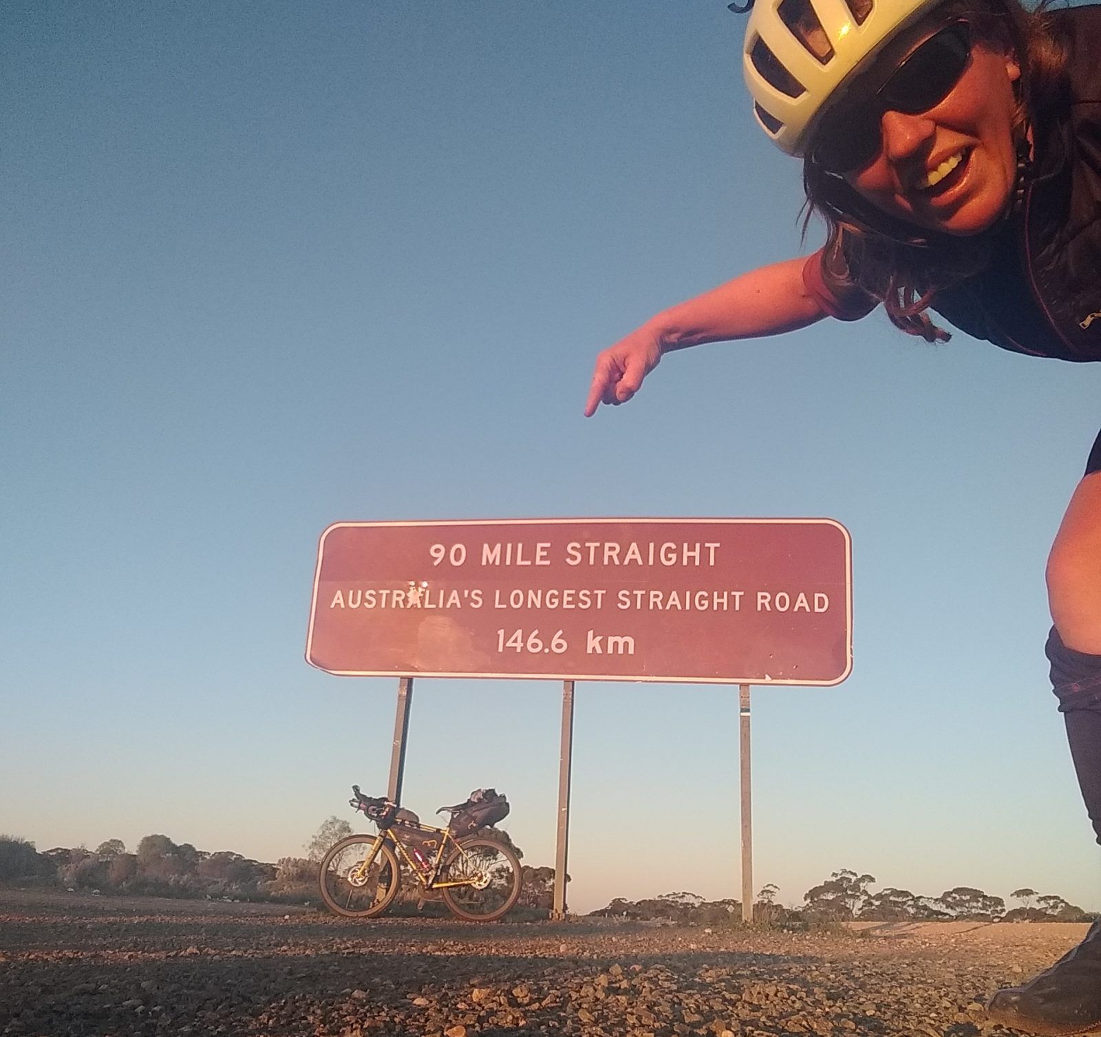 Jenny gearing up to tackle Australia’s 90 mile straight. Photo: Jenny Graham