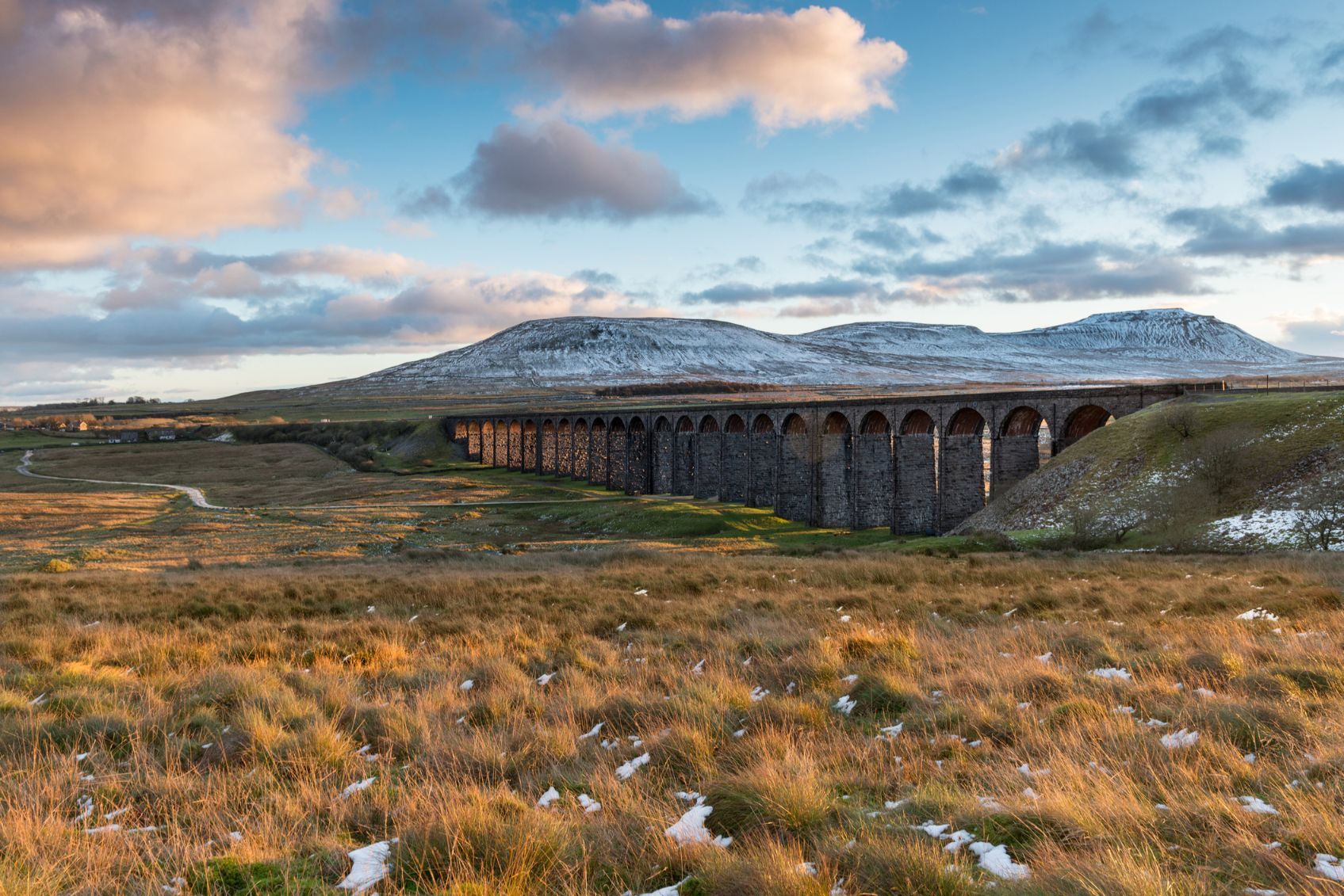 Ribblehead Viaduct in in the Yorkshire Dales. The viaduct carries the Settle-Carlisle railway, built by Midland railway 1870-1874. Photo: Getty