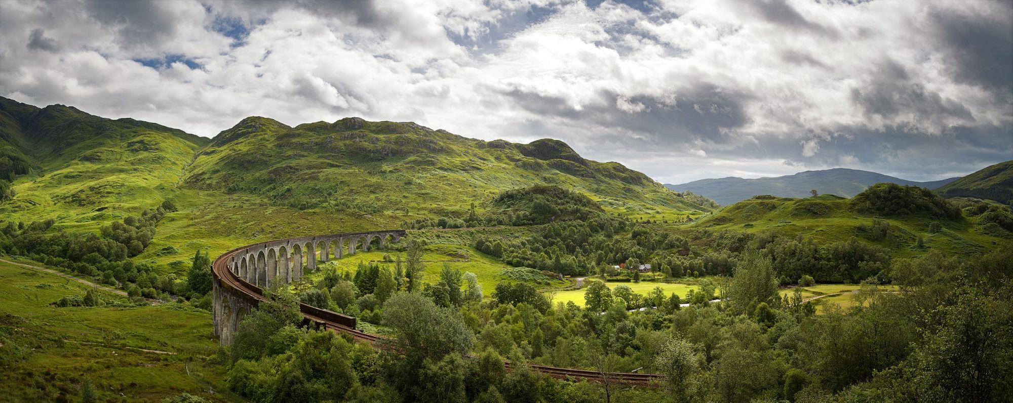 The famous Glenfinnan Viaduct, featured in Harry Potter, on the West Highland Line in Scotland. Photo: Getty