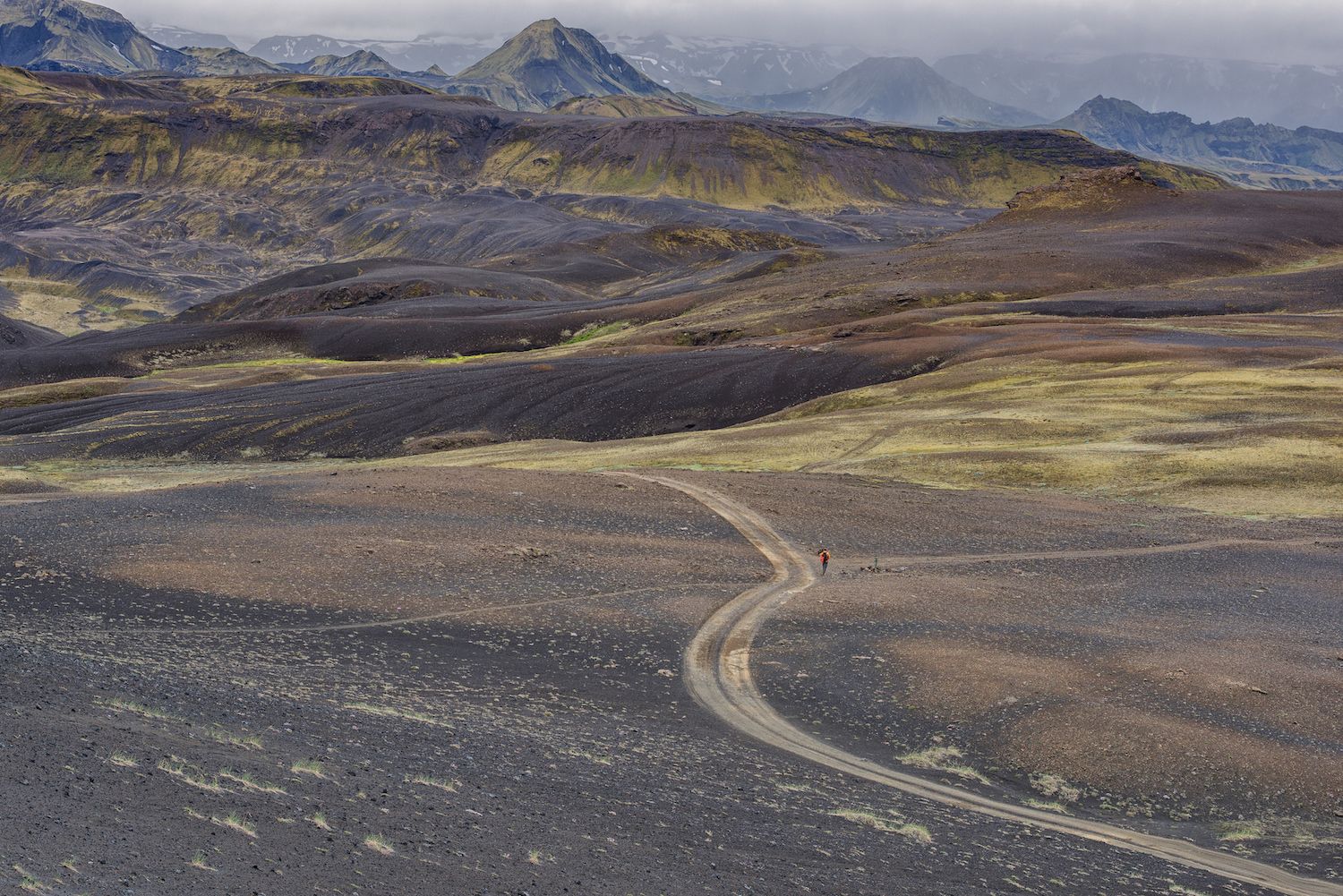 The volcanic black sand desert at Emstrur on the Laugavegur Trail