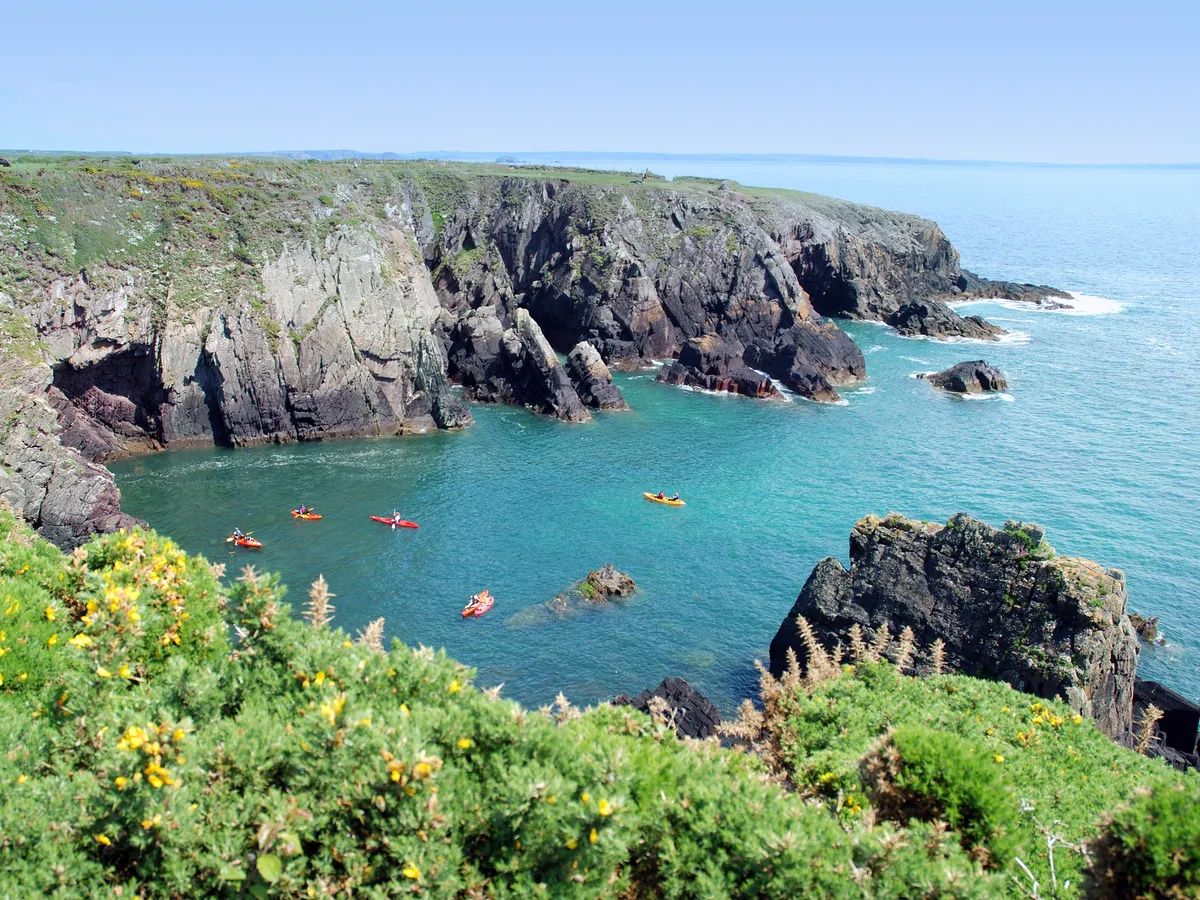 Kayaking in Pembrokeshire National Park.