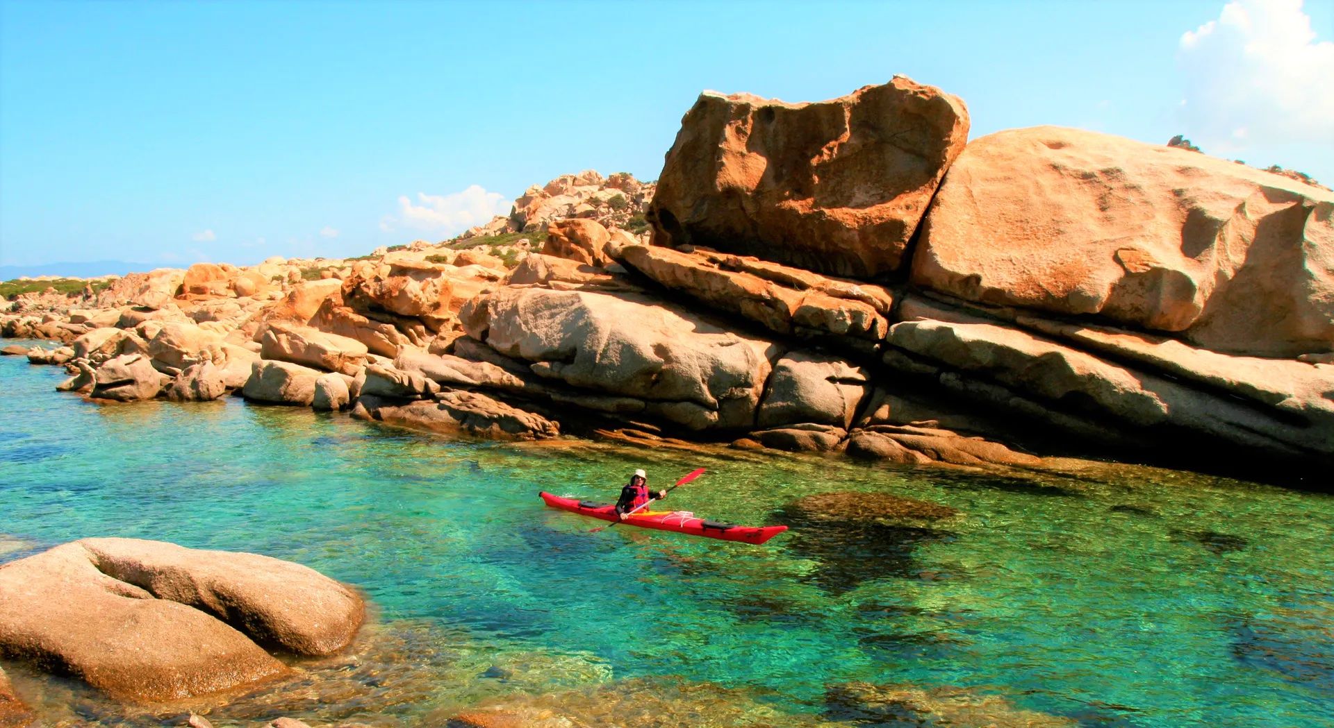 The calm Corsican seas are perfect for beginners in sea kayaking.