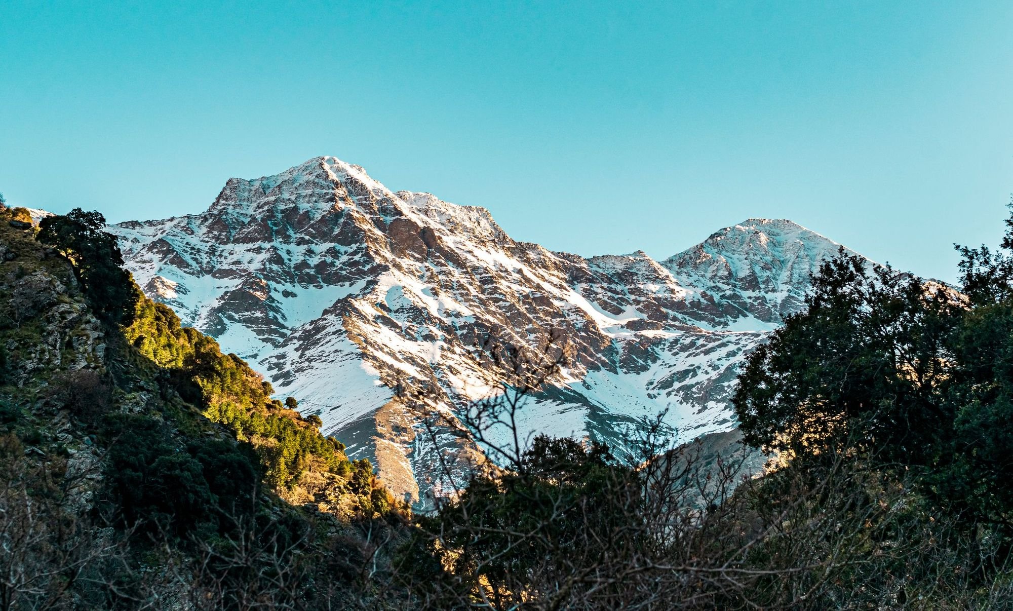 Mount Mulhacén and La Alcazaba, two mountains in Spain's Sierra Nevada.